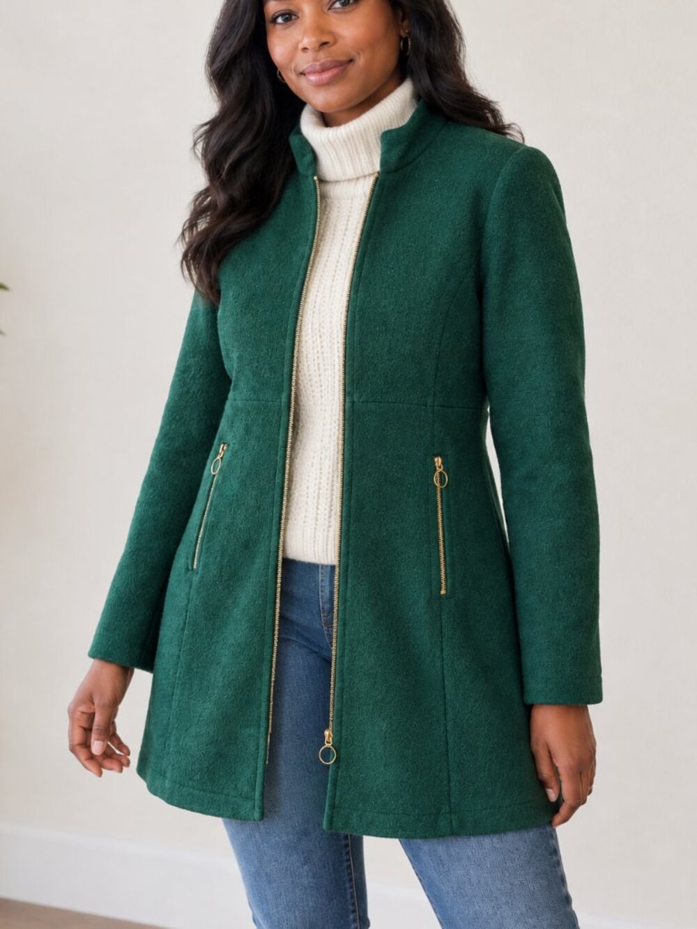 Tahari green wool coat 4P jacket